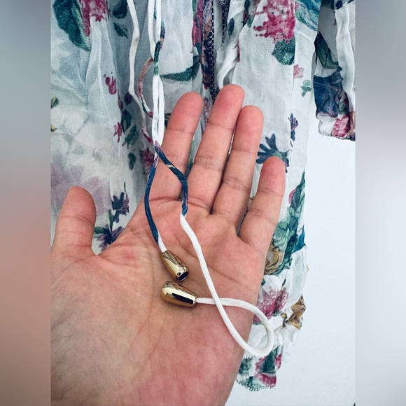 Zimmermann floral long sleeves dress with linen slip white multi color Au 0 US 4 - Picture 7 of 16